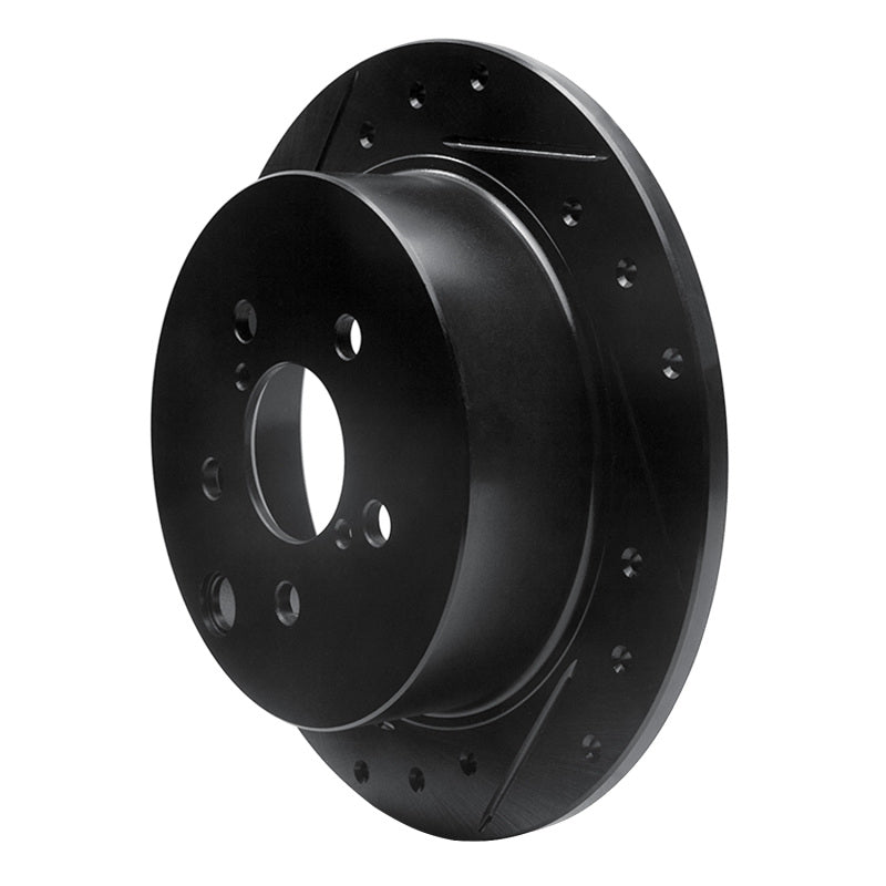 R1 12-23 Subaru Crosstrek Rear Left Drilled & Slotted Black Brake Rotor