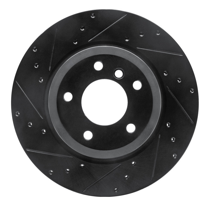 R1 11-16 BMW Z4 Rear Left Drilled & Slotted Black Brake Rotor