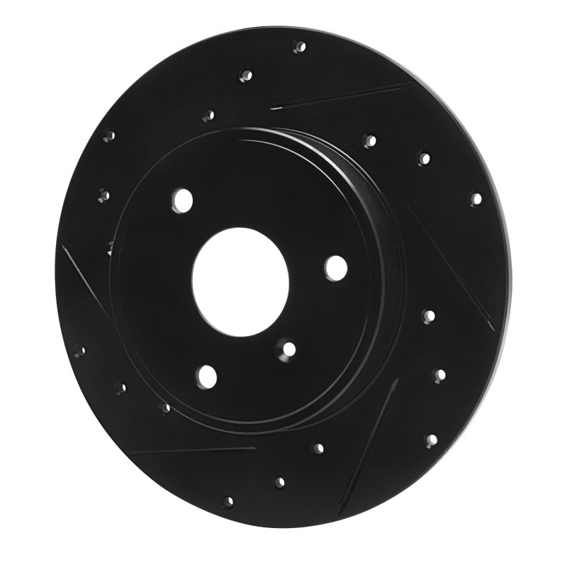 R1 05-16 Smart Fortwo Front Left Drilled & Slotted Black Brake Rotor