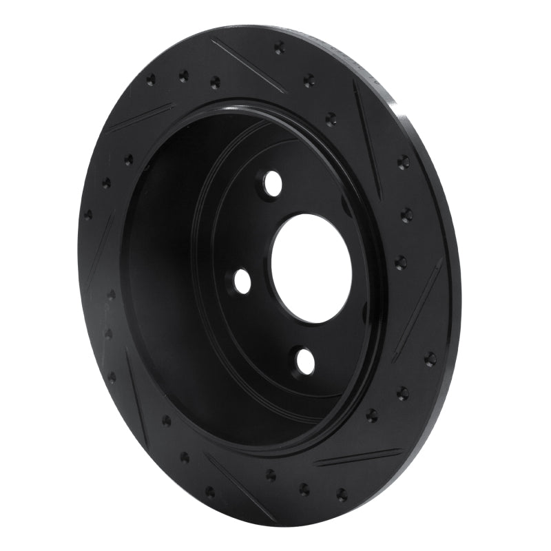 R1 07-18 Jeep Wrangler Rear Left Drilled & Slotted Black Brake Rotor