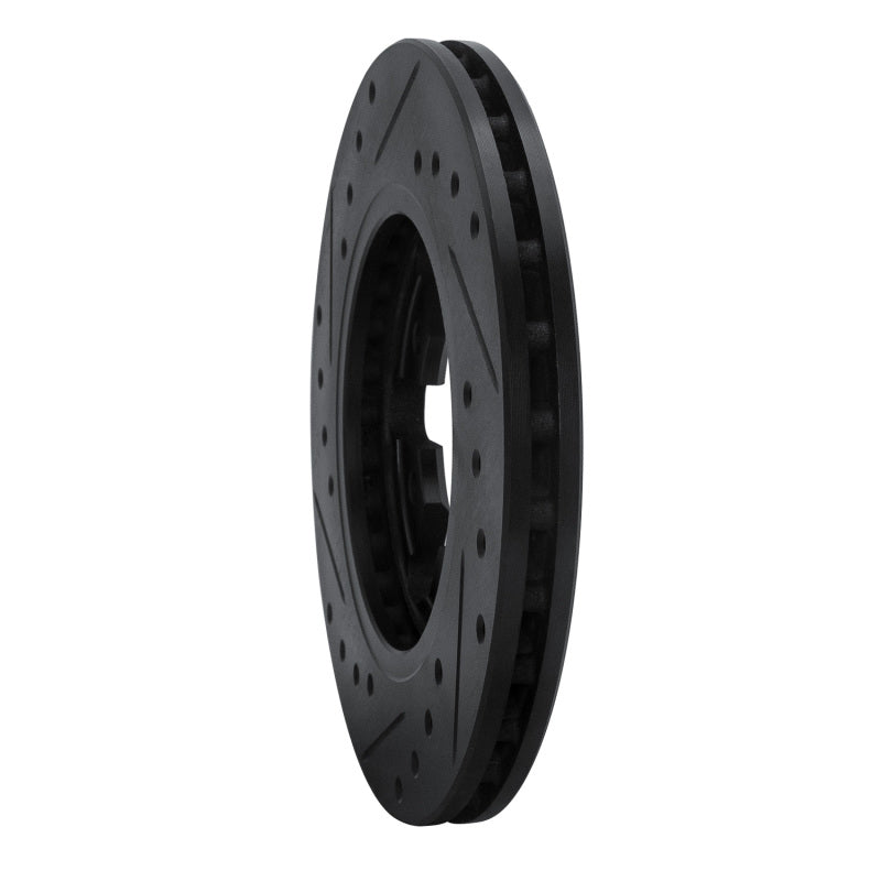 R1 82-85 Nissan 720 Datsun Front Right Drilled & Slotted Black Brake Rotor