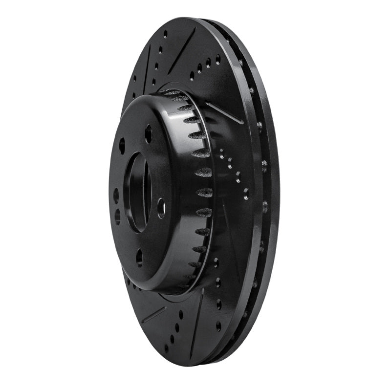 R1 15-23 Mercedes-Benz E300 Rear Left Drilled & Slotted Black Brake Rotor