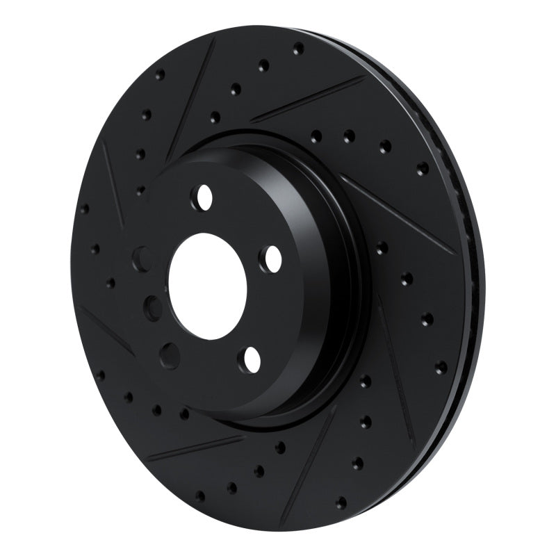 R1 18-25 BMW 430I xDrive Gran Coupe Front Left Drilled & Slotted Black Brake Rotor