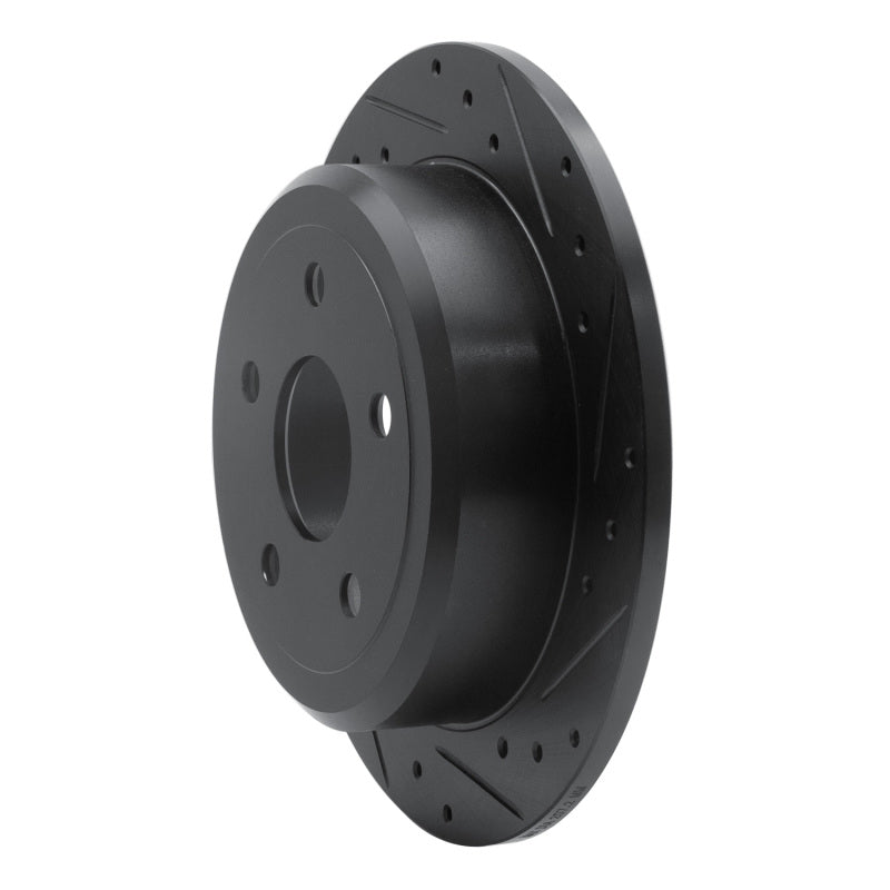 R1 2007-2018 Jeep Wrangler Rear Right Drilled & Slotted Black Brake Rotor