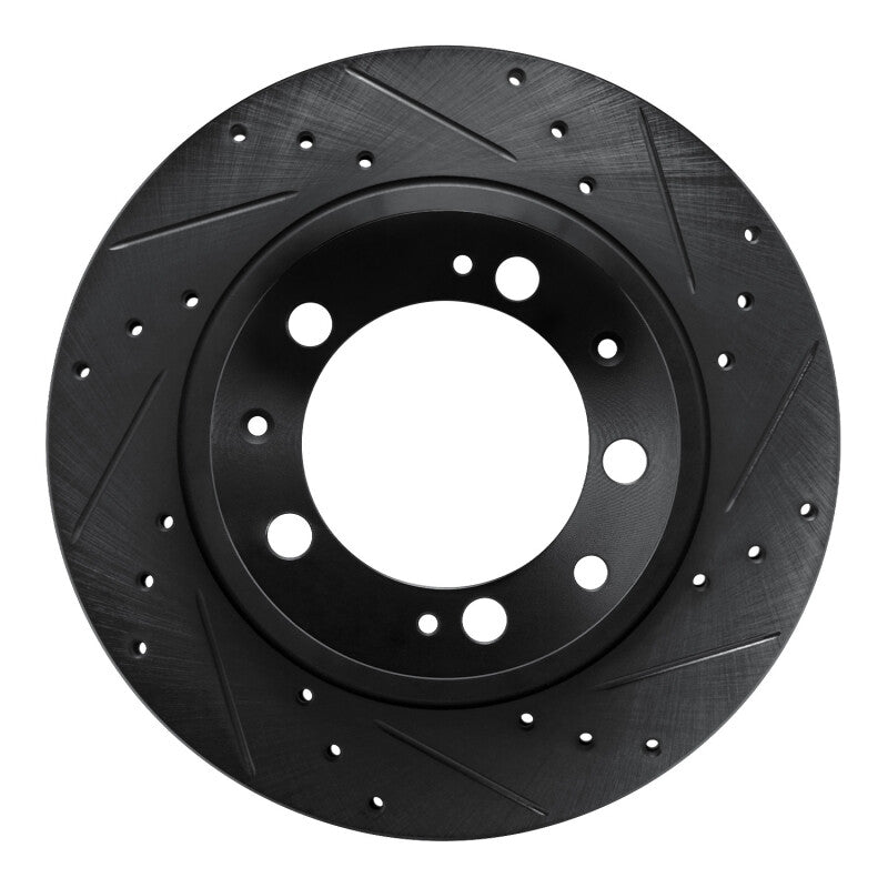 R1 86-95 Porsche 944 Turbo Rear Right Drilled & Slotted Black Brake Rotor