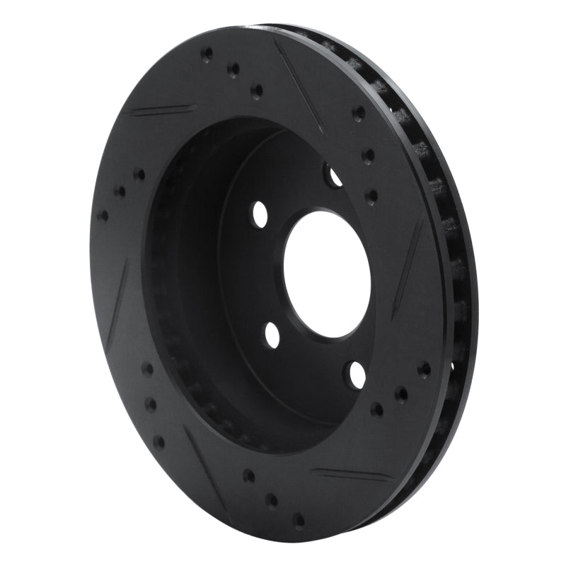 R1 90-92 Ford Taurus SHO Rear Left Drilled & Slotted Black Brake Rotor