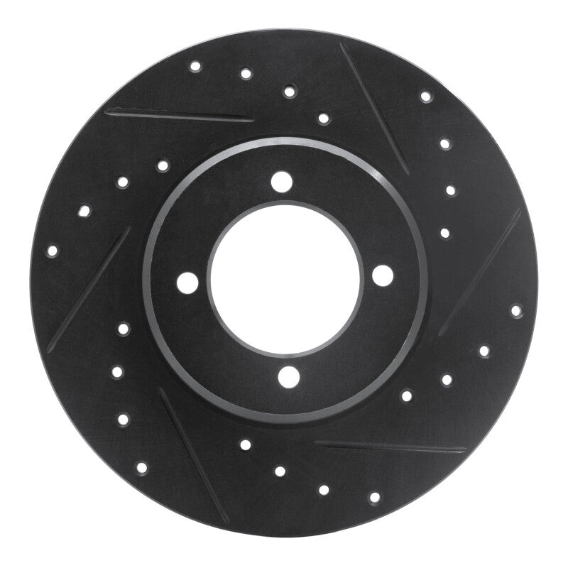 R1 72-82 Toyota CORONA Front Right Drilled & Slotted Black Brake Rotor