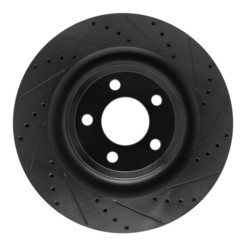 R1 20-25 Ford Police Interceptor Utility Rear Right Drilled & Slotted Black Brake Rotor