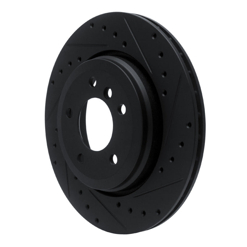R1 01-06 BMW 330I Rear Right Drilled & Slotted Black Brake Rotor
