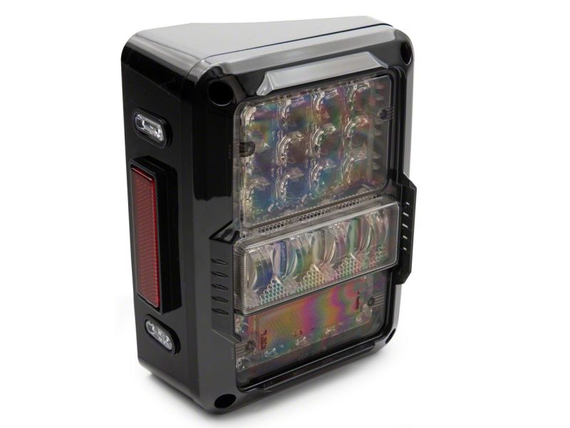 Raxiom 07-18 Jeep Wrangler JK Axial Series Lux LED Tail Lights- Black Housing (Clear Lens)
