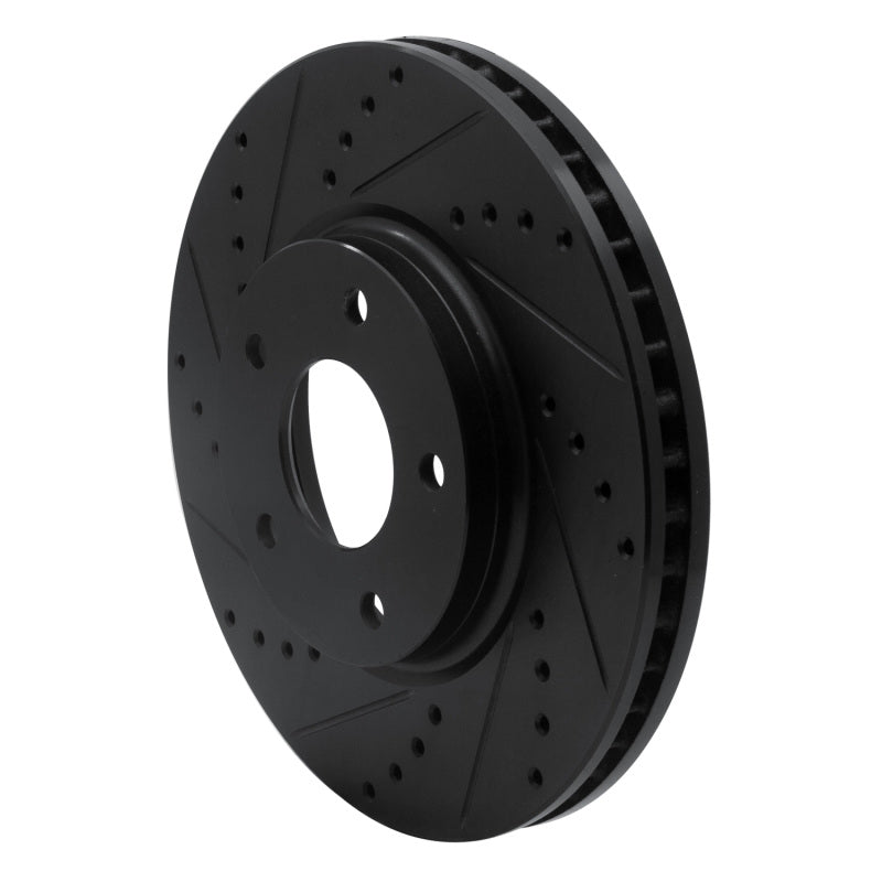 R1 02-17 Infiniti M45 Front Left Drilled & Slotted Black Brake Rotor