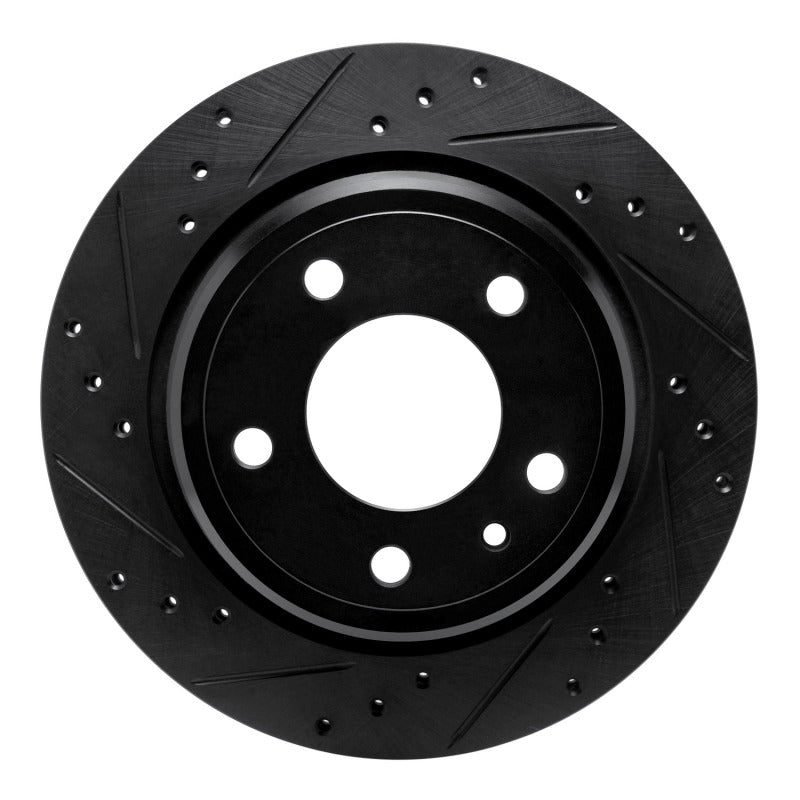 R1 88-94 BMW 750IL Rear Left Drilled & Slotted Black Brake Rotor