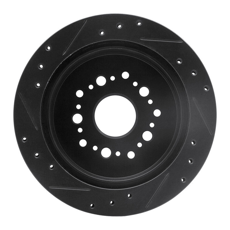 R1 92-98 Lexus SC300 Rear Right Drilled & Slotted Black Brake Rotor