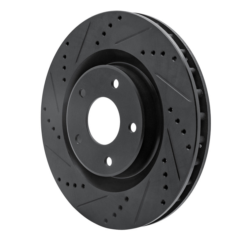 R1 05-13 Cadillac XLR Front Left Drilled & Slotted Black Brake Rotor