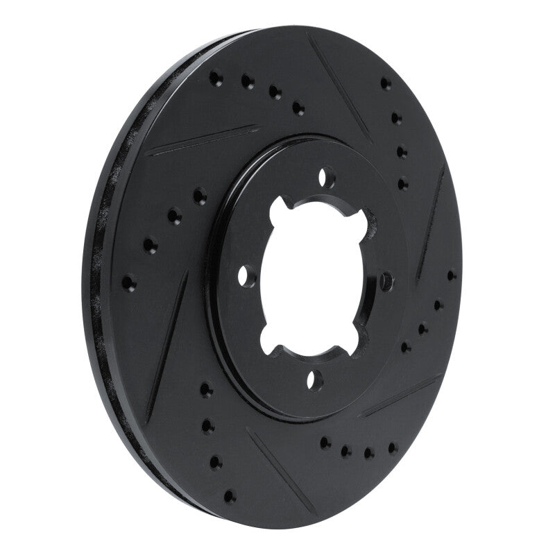 R1 83-84 Toyota Cressida Front Right Drilled & Slotted Black Brake Rotor