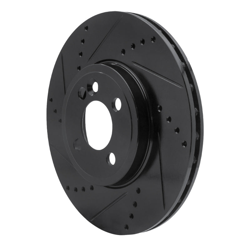 R1 07-15 Mini Cooper (Excl Clubman) Front Left Drilled & Slotted Black Brake Rotor