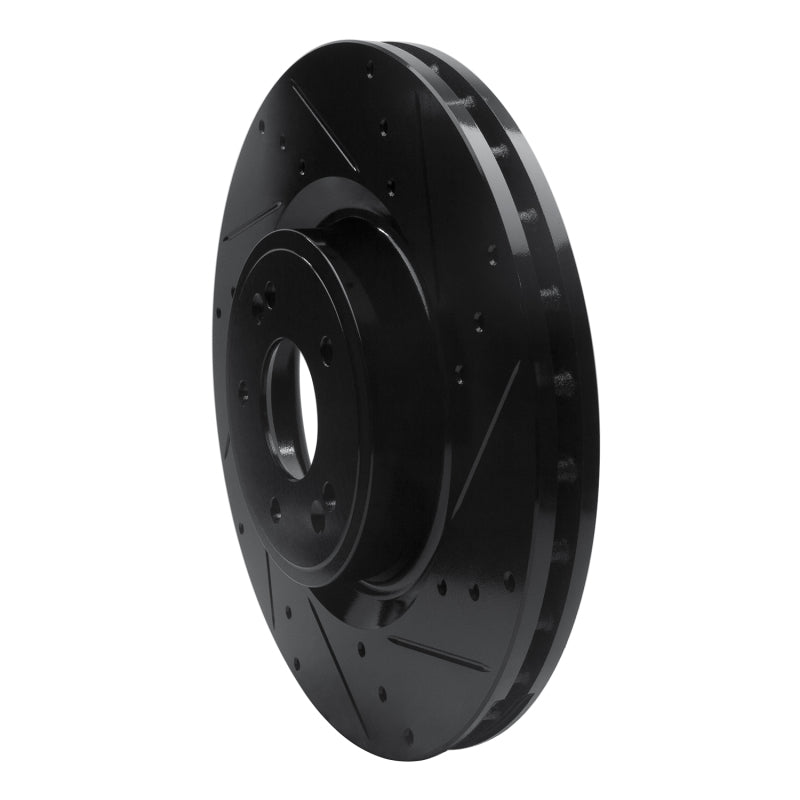 R1 18-22 Genesis G70 Front Right Drilled & Slotted Black Brake Rotor