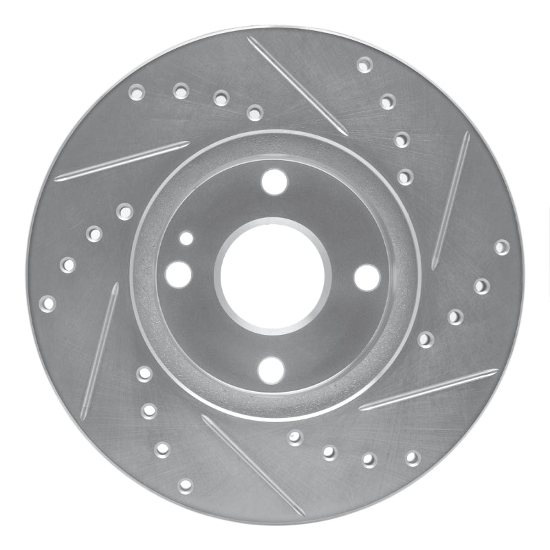 R1 94-02 Mazda Miata Front Left Drilled & Slotted Silver Brake Rotor
