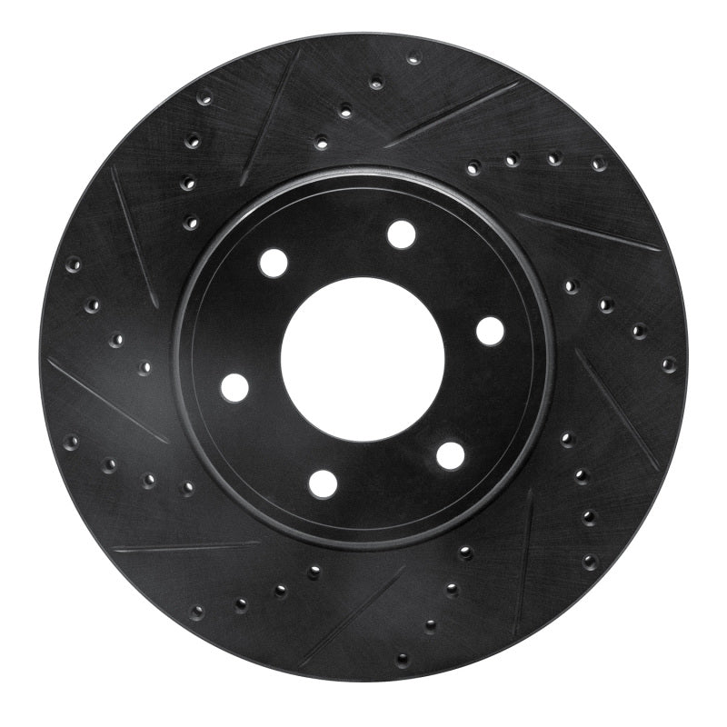 R1 06-09 Chevrolet Trailblazer Front Left Drilled & Slotted Black Brake Rotor