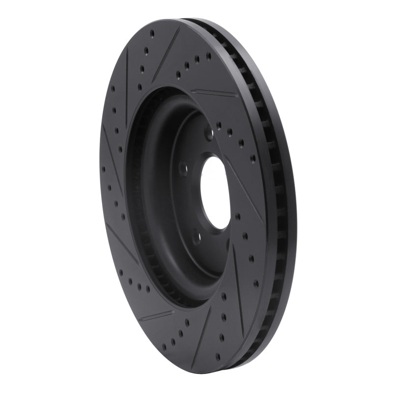 R1 11-19 Ford Explorer Front Right Drilled & Slotted Black Brake Rotor