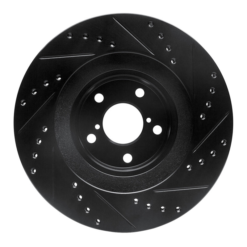 R1 01-08 Saab 9-2X Front Left Drilled & Slotted Black Brake Rotor