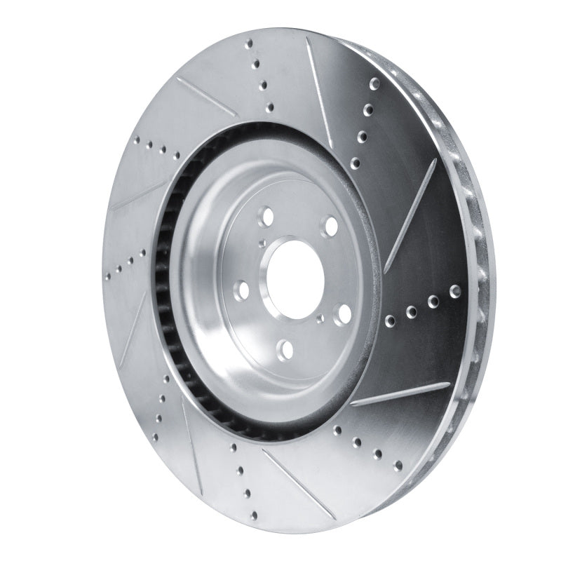 R1 15-22 Lexus RC F Left Front Drilled & Slotted Silver Brake Rotor