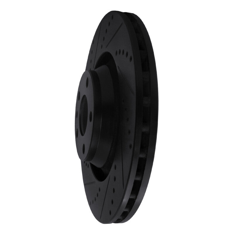R1 05-11 Audi A6 Quattro Front Left Drilled & Slotted Black Brake Rotor