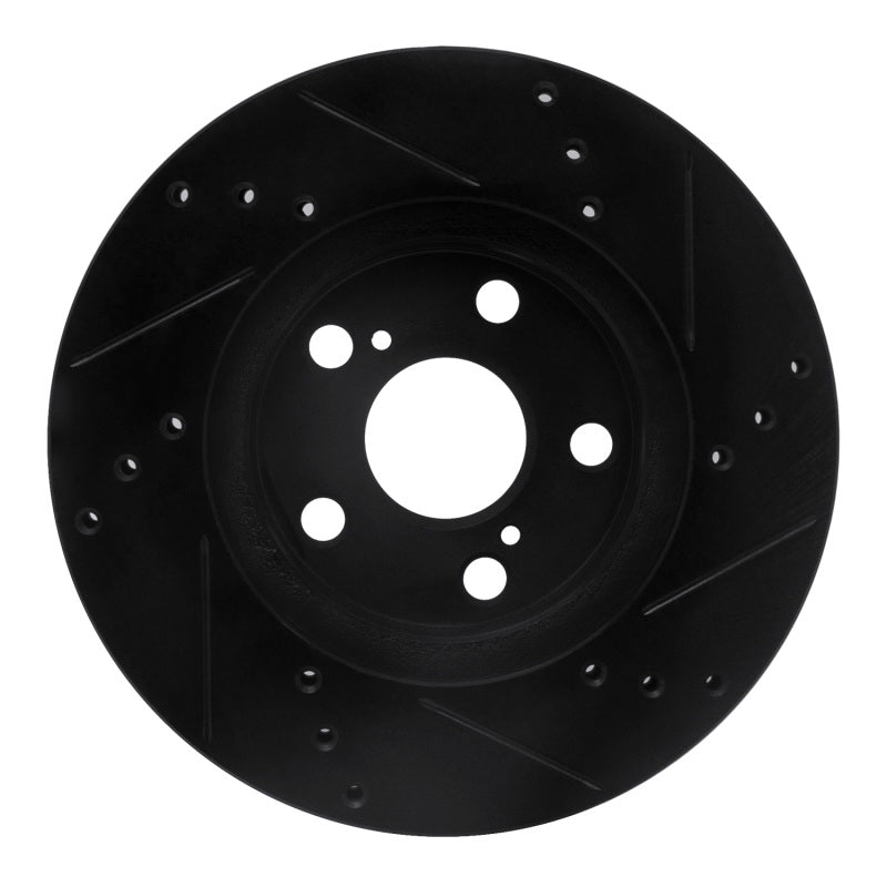 R1 10-17 Lexus CT200H Front Left Drilled & Slotted Black Brake Rotor