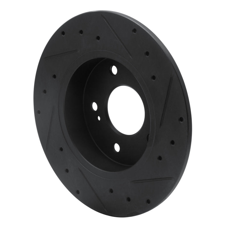 R1 94-04 Infiniti I30 Rear Left Drilled & Slotted Black Brake Rotor