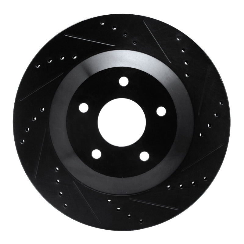 R1 97-09 Cadillac XLR Left Front Drilled & Slotted Black Brake Rotor