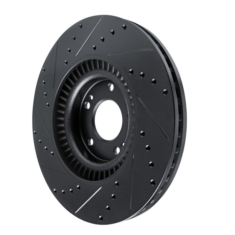 R1 20-25 Hyundai Palisade Front Right Drilled & Slotted Black Brake Rotor
