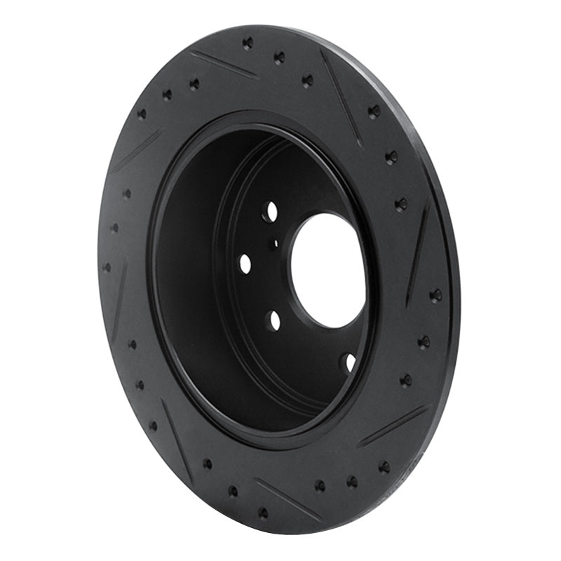 R1 90-96 Infiniti Q45 Rear Left Drilled & Slotted Black Brake Rotor