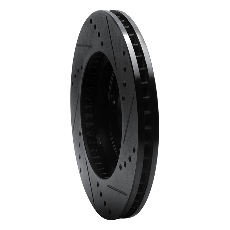 R1 97-05 Chevrolet Classic Front Left Drilled & Slotted Black Brake Rotor