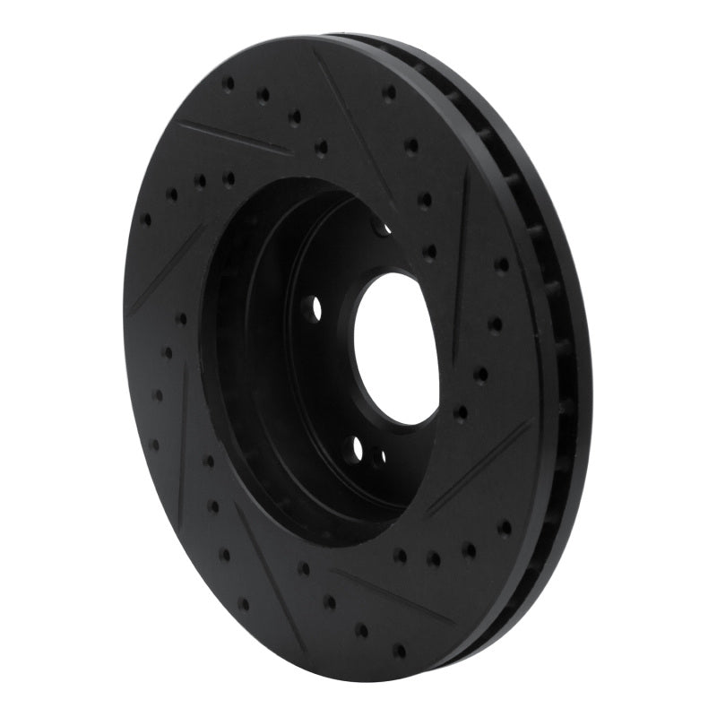 R1 89-96 Nissan 300ZX Front Left Drilled & Slotted Black Brake Rotor