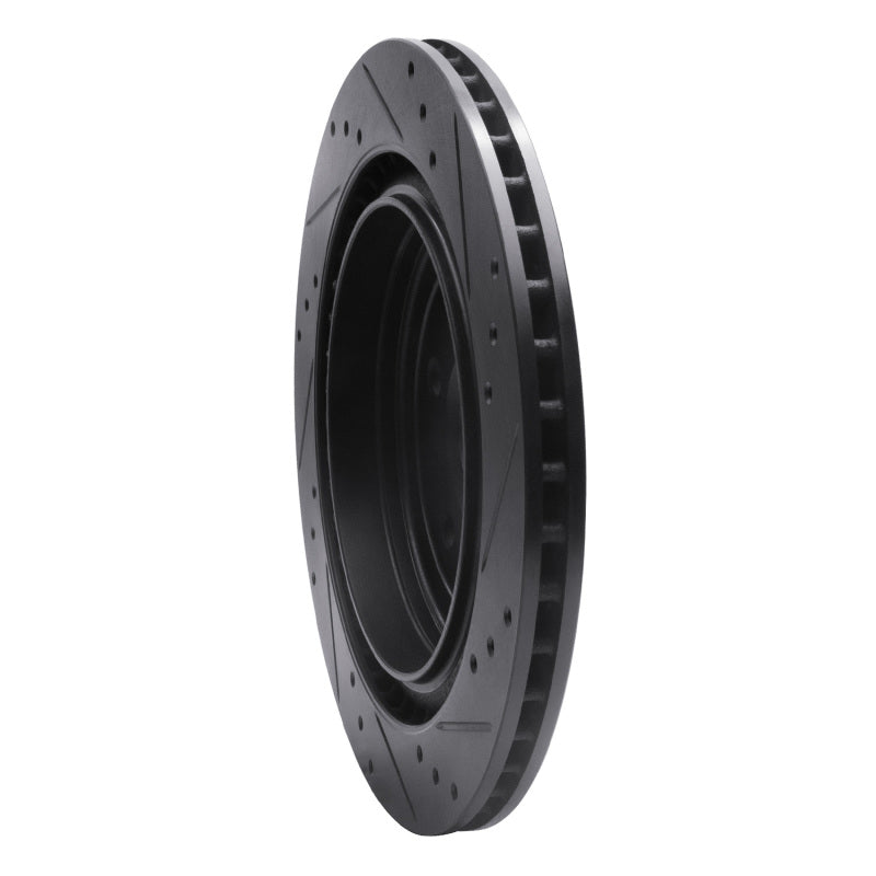 R1 08-14 Cadillac CTS Rear Left Drilled & Slotted Black Brake Rotor