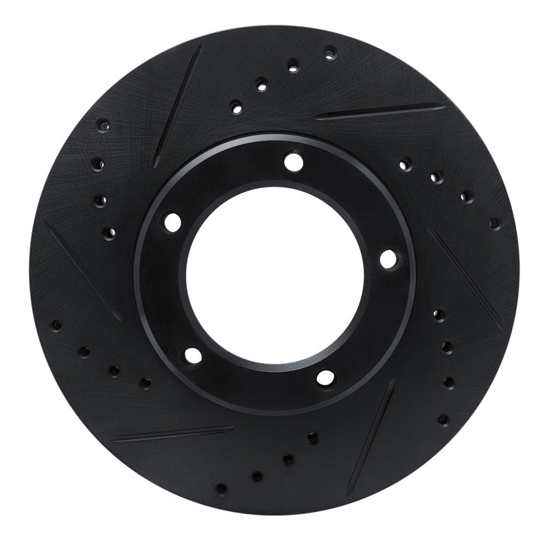 R1 84-95 Toyota Pickup Front Left Drilled & Slotted Black Brake Rotor