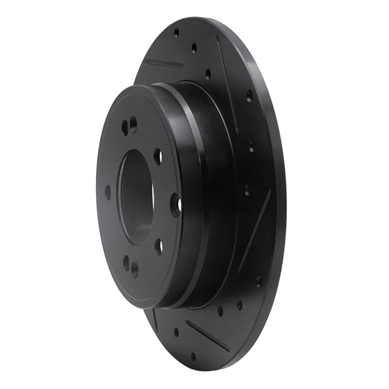 R1 05-20 Hyundai Azera Rear Right Drilled & Slotted Black Brake Rotor