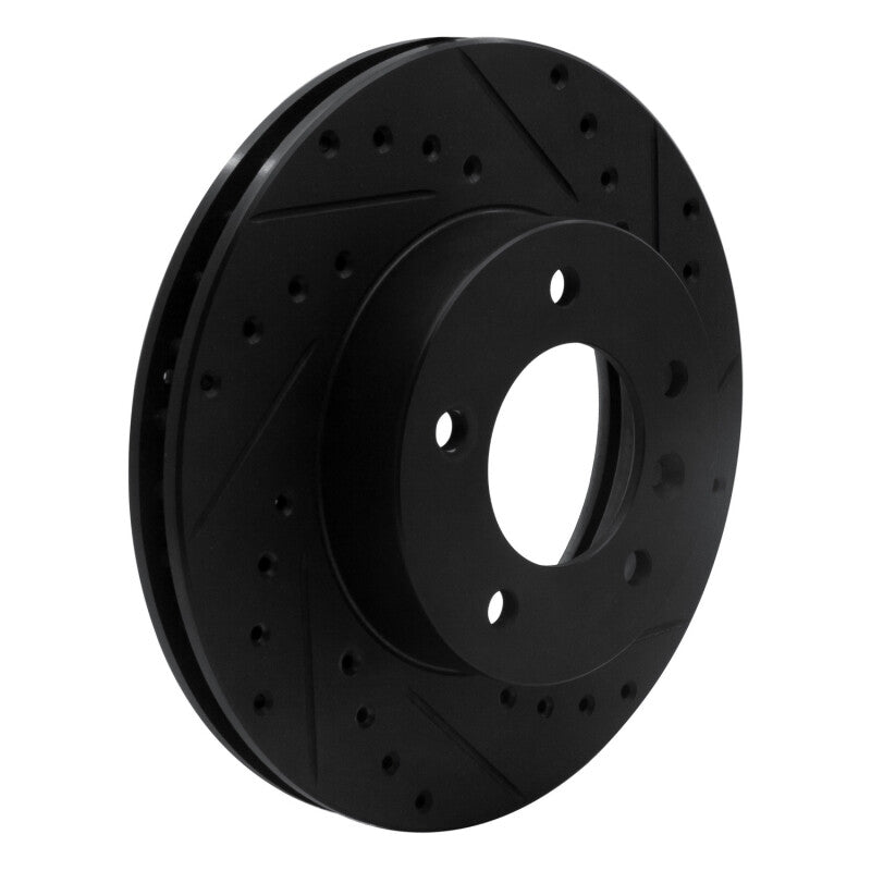 R1 90-97 Jaguar XJ6 Front Right Drilled & Slotted Black Brake Rotor