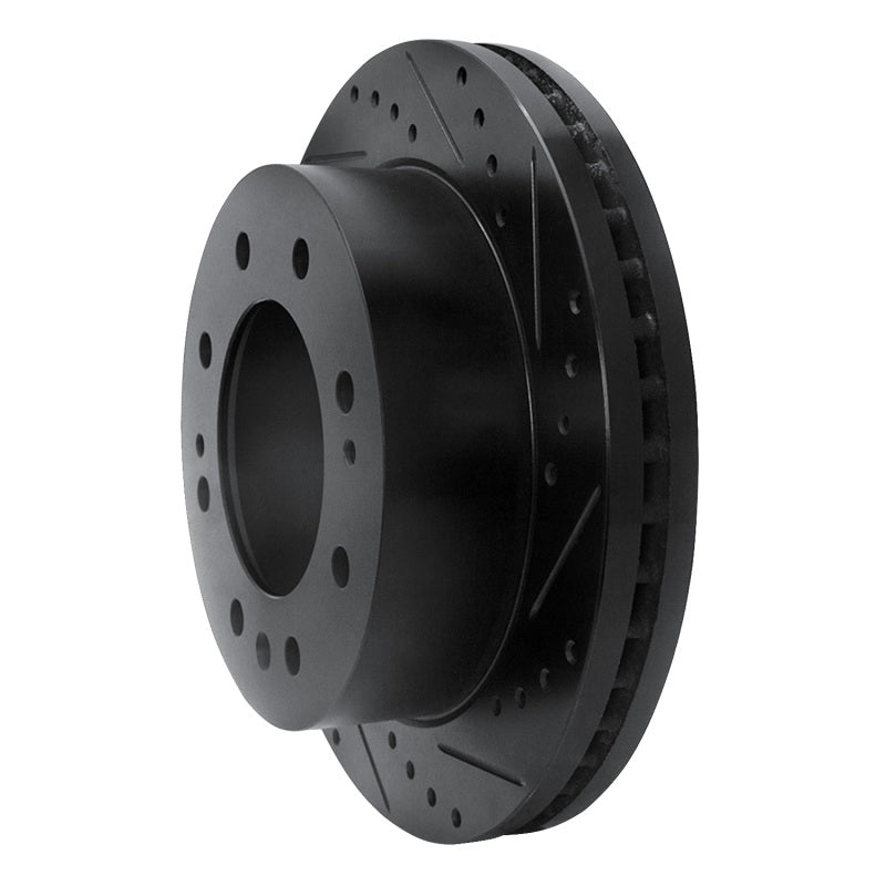 R1 11-25 Chevrolet Silverado 3500 HD Front Right Drilled & Slotted Black Brake Rotor