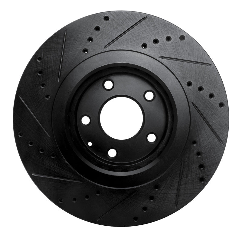 R1 16-25 Mazda CX-5 Front Right Drilled & Slotted Black Brake Rotor