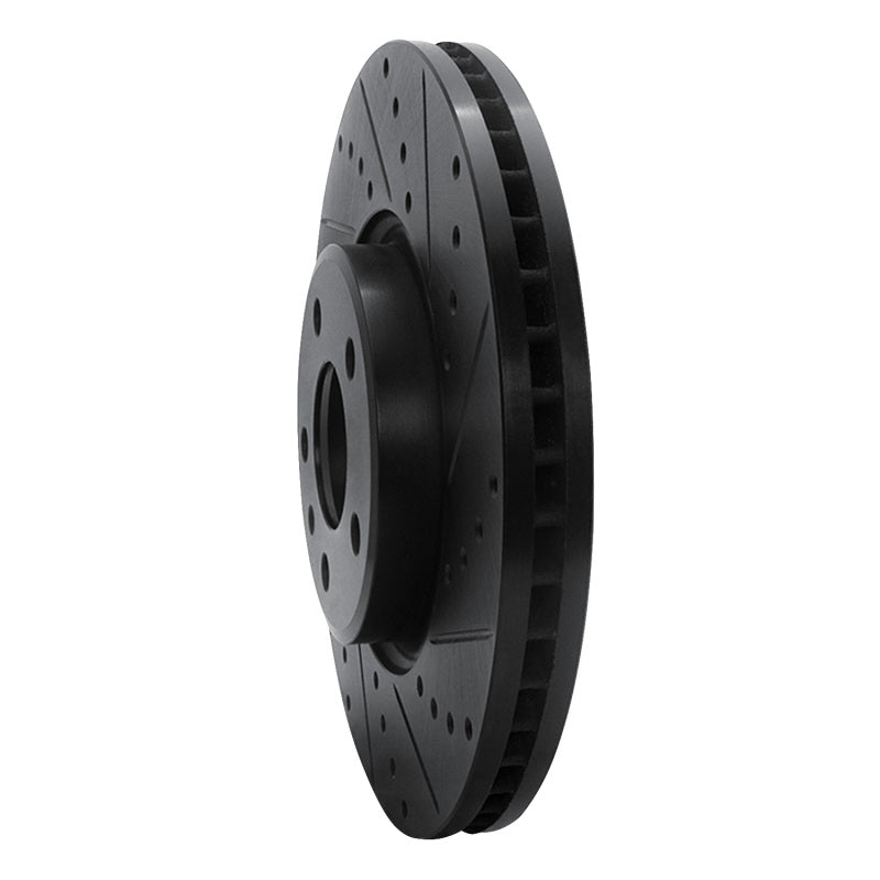 R1 2011-2017 Audi A4 (USA/Canada) Front Right Drilled & Slotted Black Brake Rotor