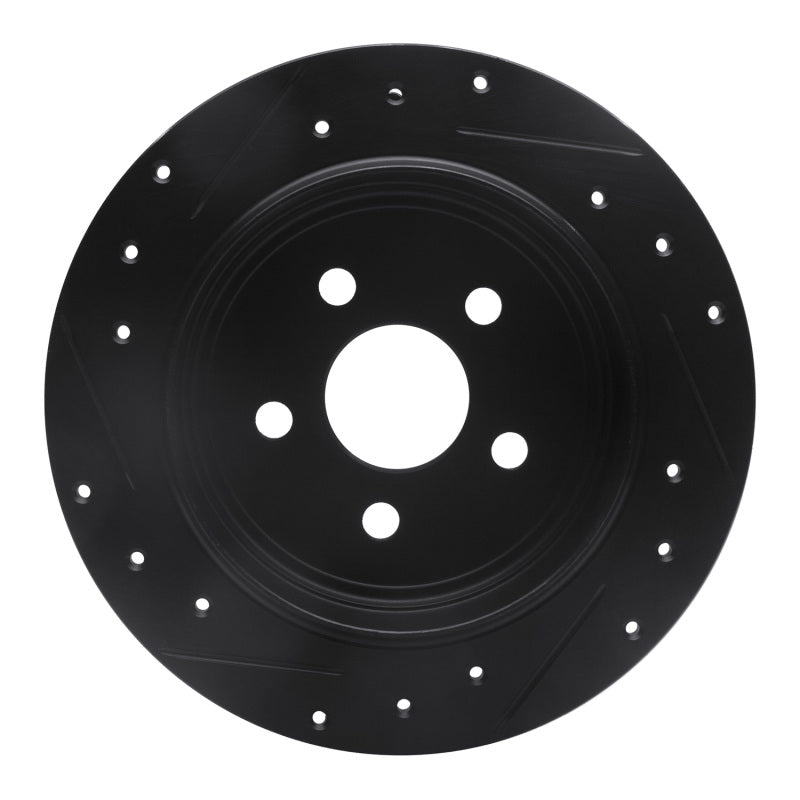 R1 95-07 Chrysler CIRRUS Rear Right Drilled & Slotted Black Brake Rotor