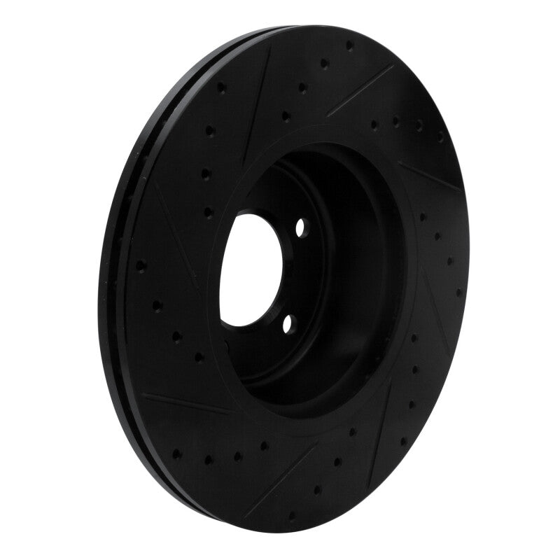 R1 06-13 BMW 135IS Front Right Drilled & Slotted Black Brake Rotor