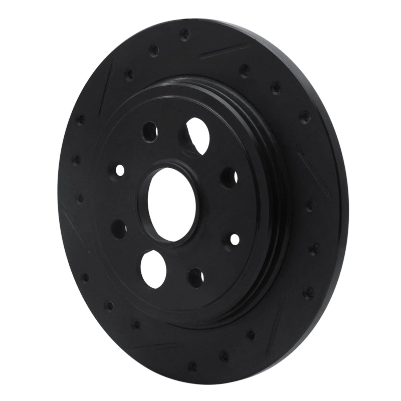 R1 86-89 Acura Integra Rear Left Drilled & Slotted Black Brake Rotor