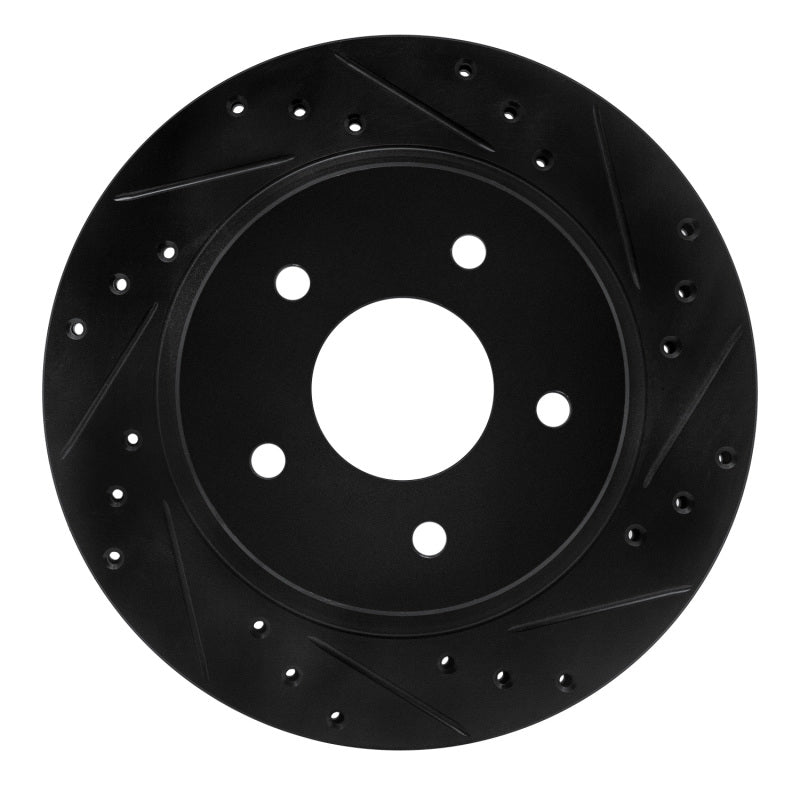 R1 87-89 Nissan 300ZX Turbo Rear Right Drilled & Slotted Black Brake Rotor
