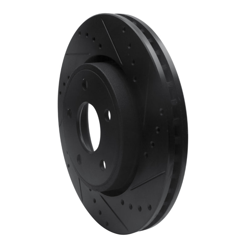 R1 05-10 Jeep Commander Front Right Drilled & Slotted Black Brake Rotor