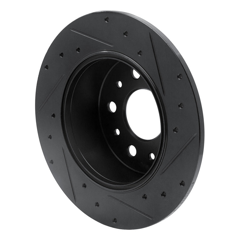 R1 61-91 Mercedes-Benz 230S Rear Left Drilled & Slotted Black Brake Rotor