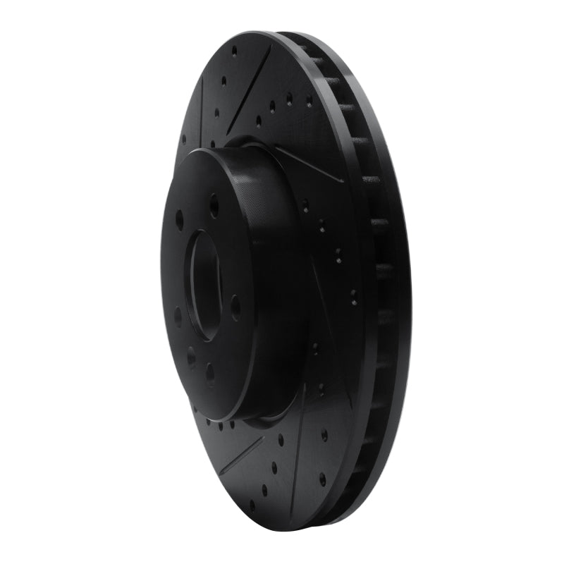 R1 13-25 Cadillac CT4 Front Left Drilled & Slotted Black Brake Rotor