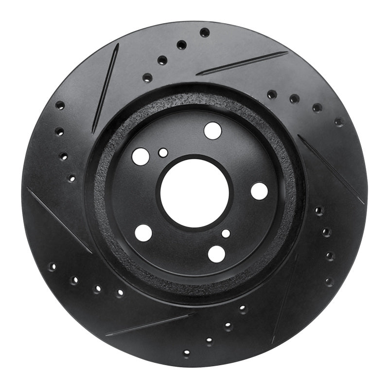 R1 89-92 Toyota Cressida Front Right Drilled & Slotted Black Brake Rotor