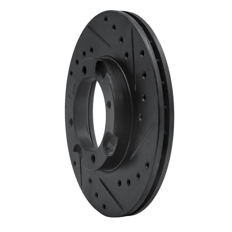 R1 87-99 Hyundai Excel Front Right Drilled & Slotted Black Brake Rotor